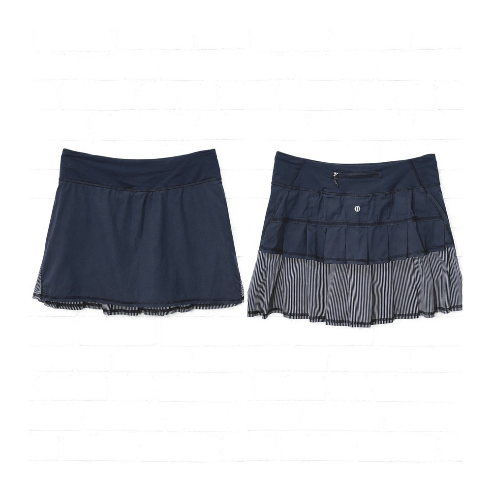 Lululemon Navy Pleated Striped Athletic‎ Tennis Skort Size 6 Tall Tennis Golf